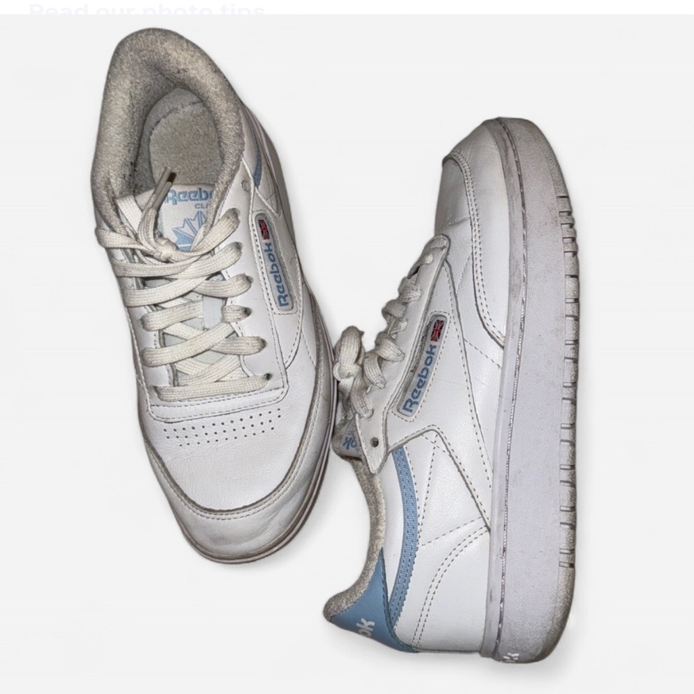 Reebok women’s club C 85 White Sneakers with Blue Accents